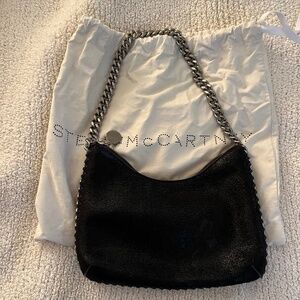 Stella McCartney Falabella Velvet Zip Mini Shoulder Bag with Sliver Accents